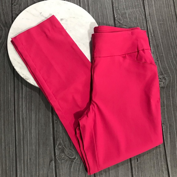 Petite Barbie Pink Pull On Slim Pants w Pockets - Picture 1 of 5